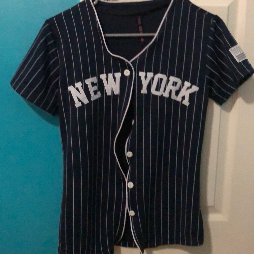 “NEW YORK” baseball button up